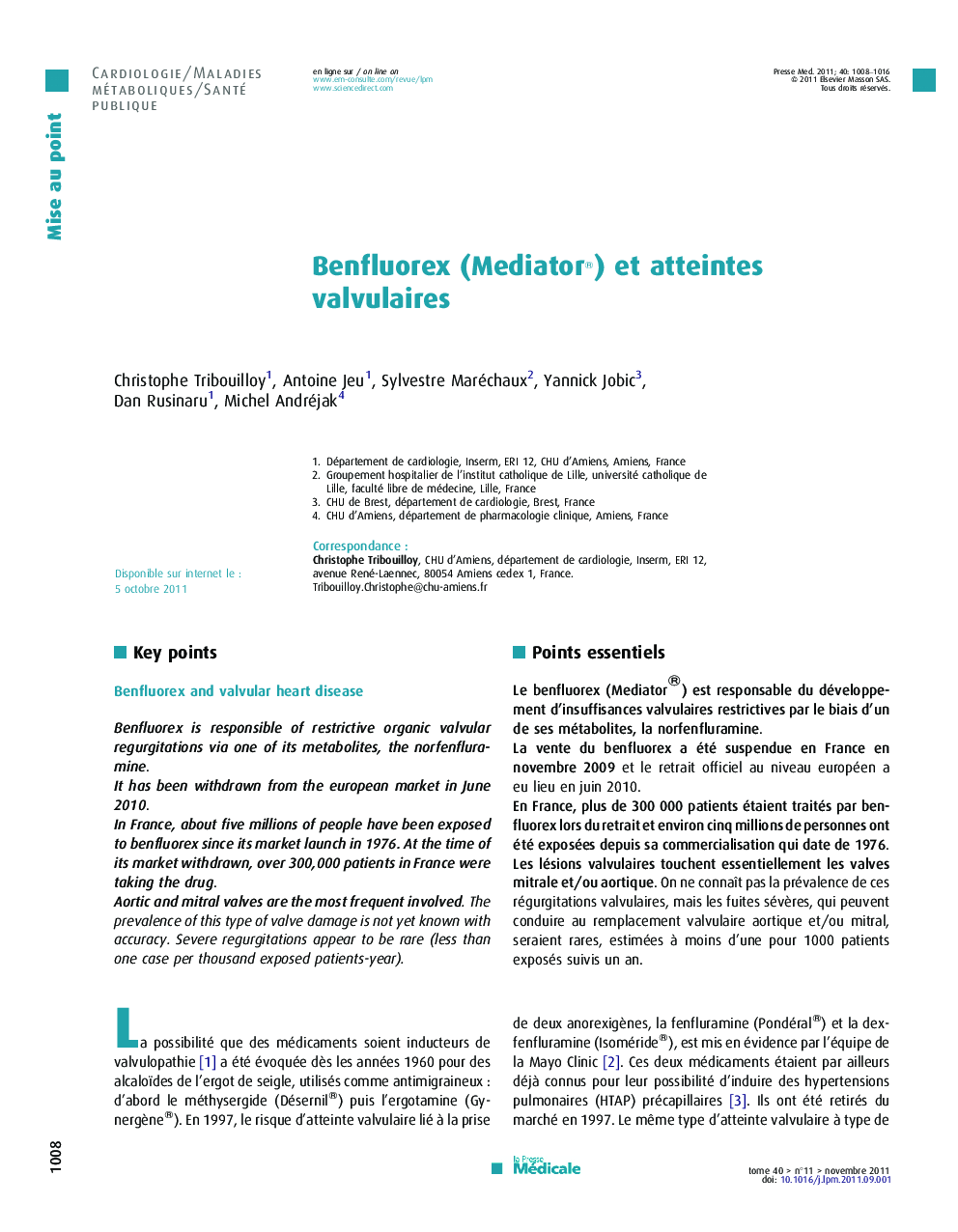 Benfluorex (Mediator®) et atteintes valvulaires