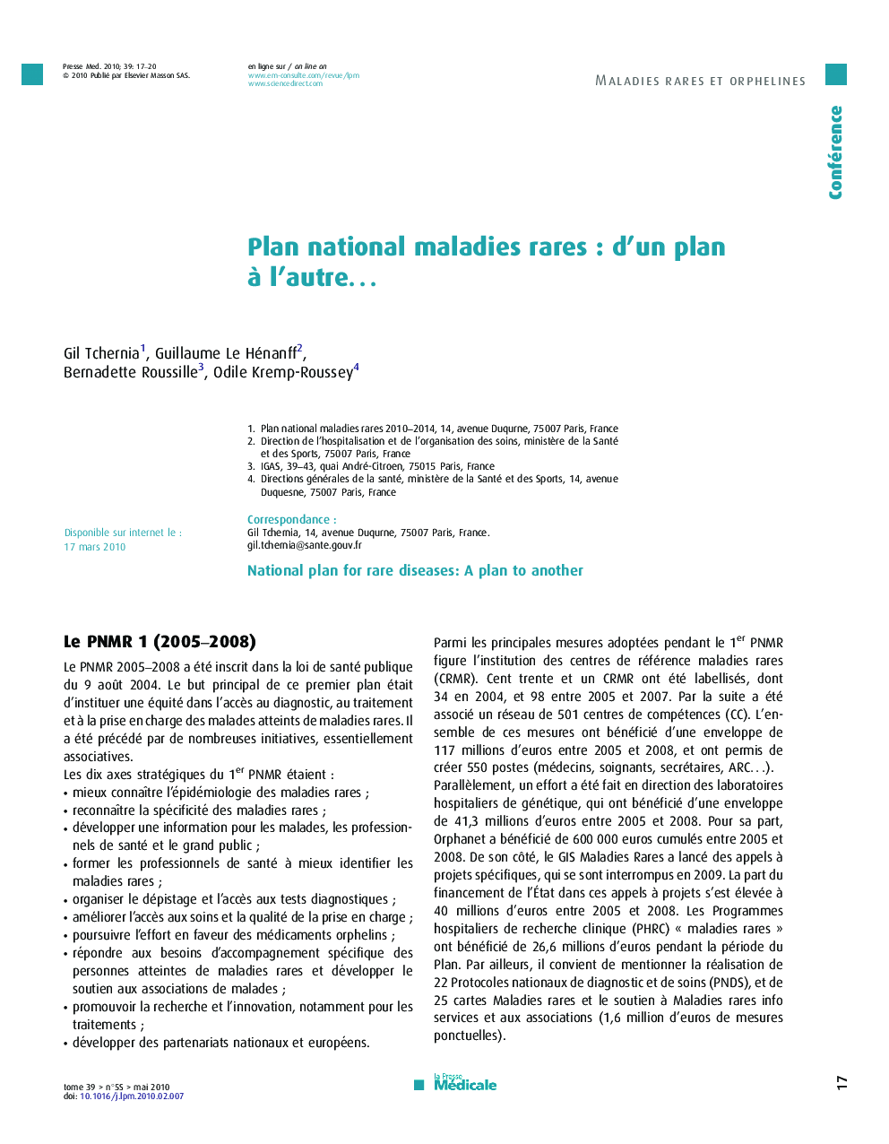 Plan national maladies raresÂ : d'un plan Ã  l'autreâ¦