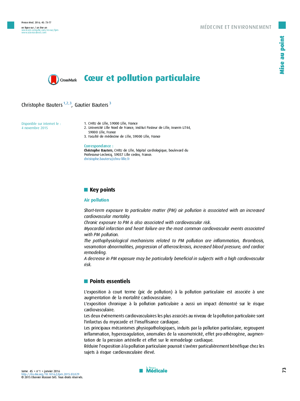 Cœur et pollution particulaire