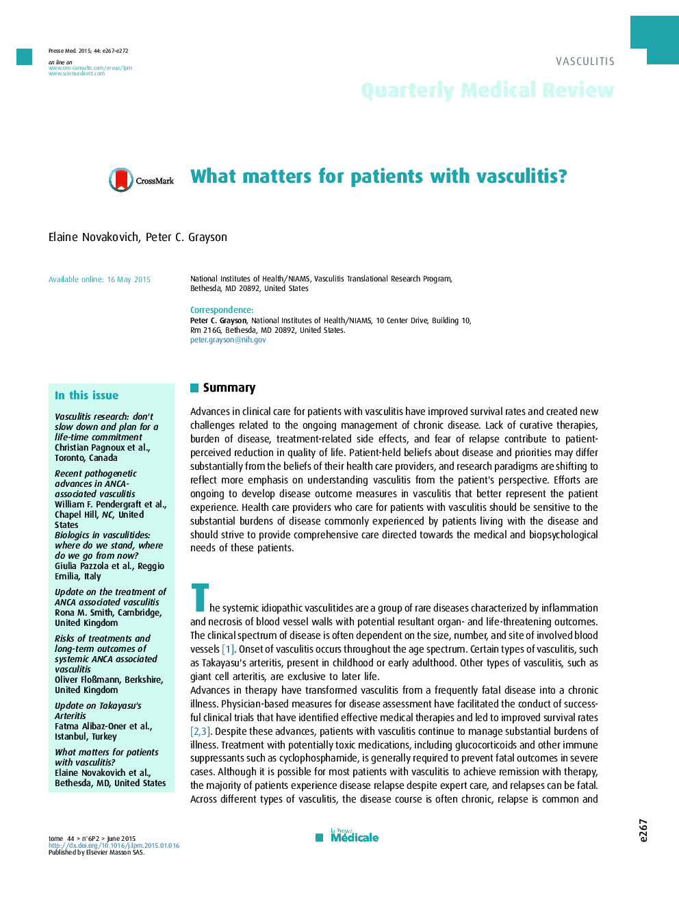 What matters for patients with vasculitis?