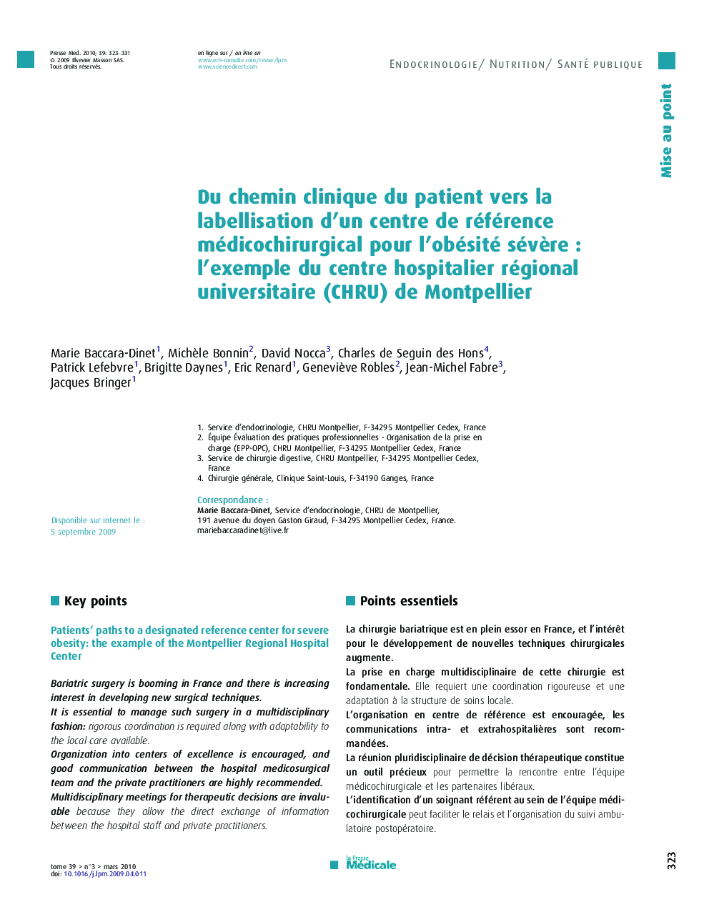 Du chemin clinique du patient vers la labellisation d’un centre de référence médicochirurgical pour l’obésité sévère : l’exemple du centre hospitalier régional universitaire (CHRU) de Montpellier