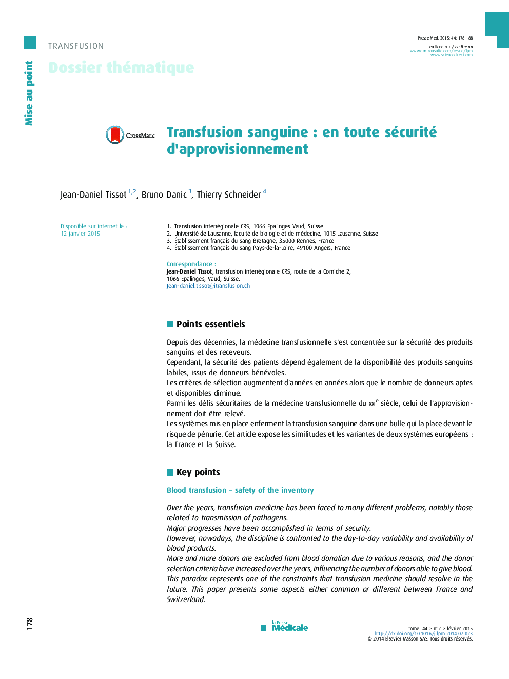 Transfusion sanguine : en toute sécurité d’approvisionnement