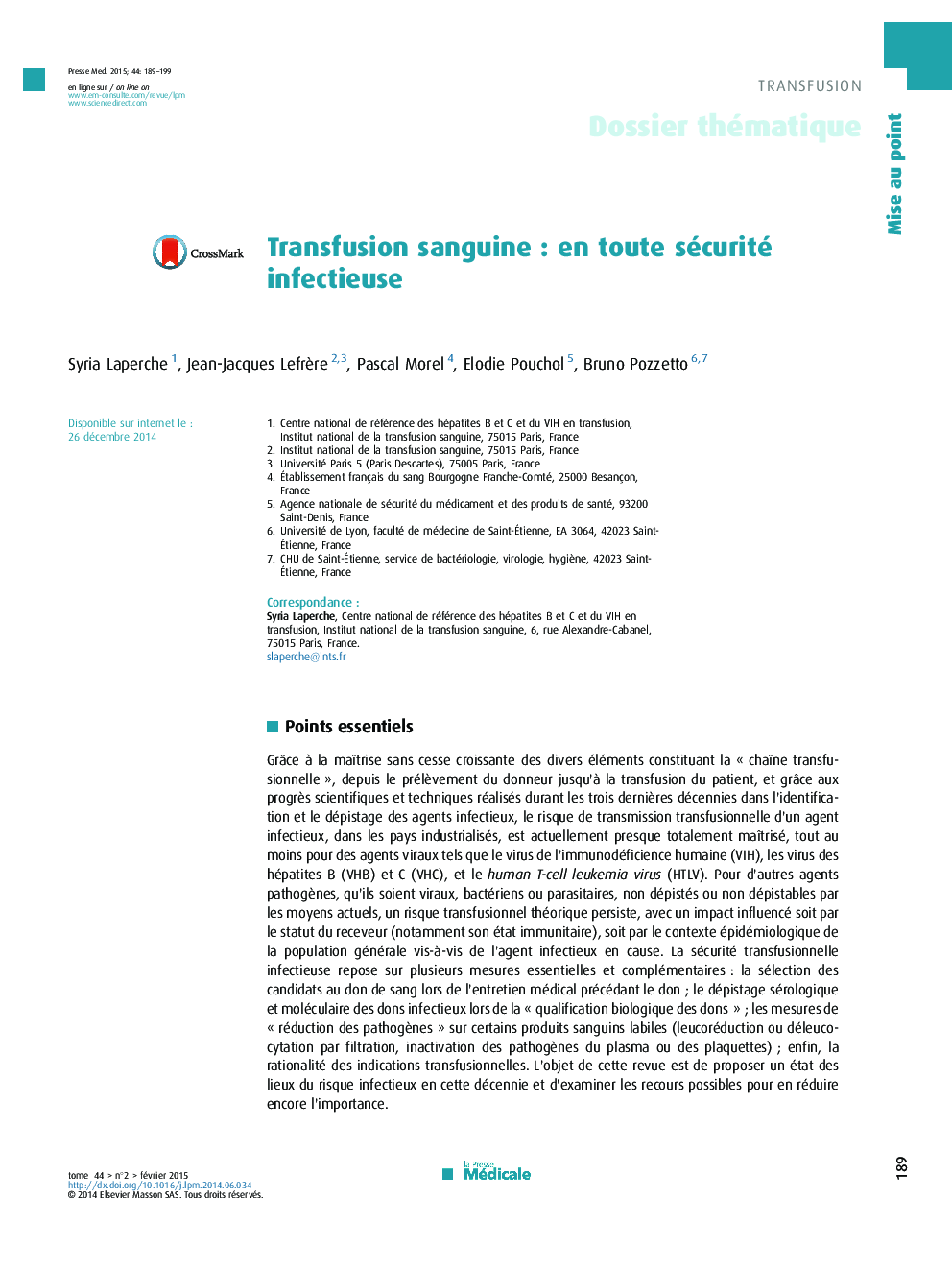 Transfusion sanguine : en toute sécurité infectieuse