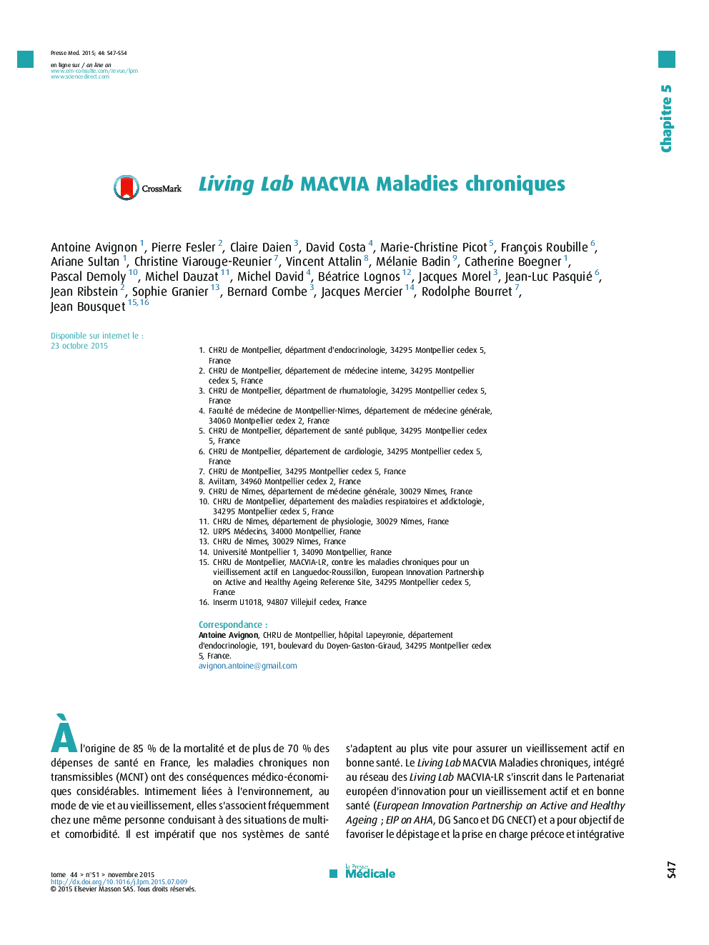 Living Lab MACVIA Maladies chroniques