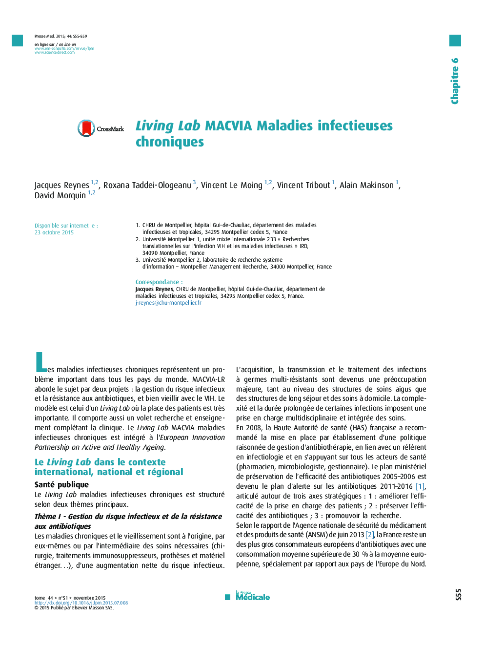 Living Lab MACVIA Maladies infectieuses chroniques