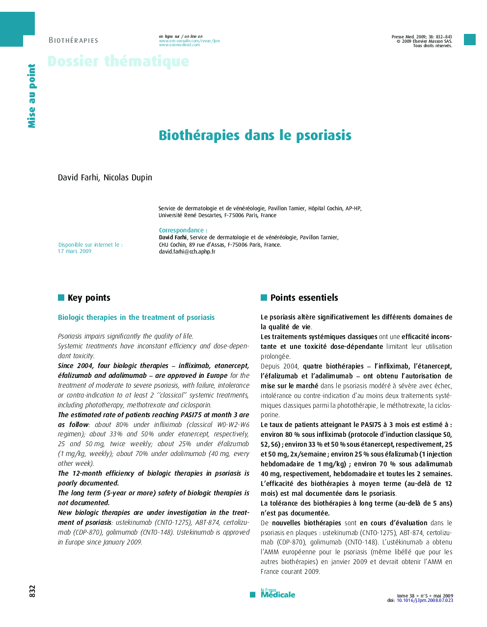 Biothérapies dans le psoriasis