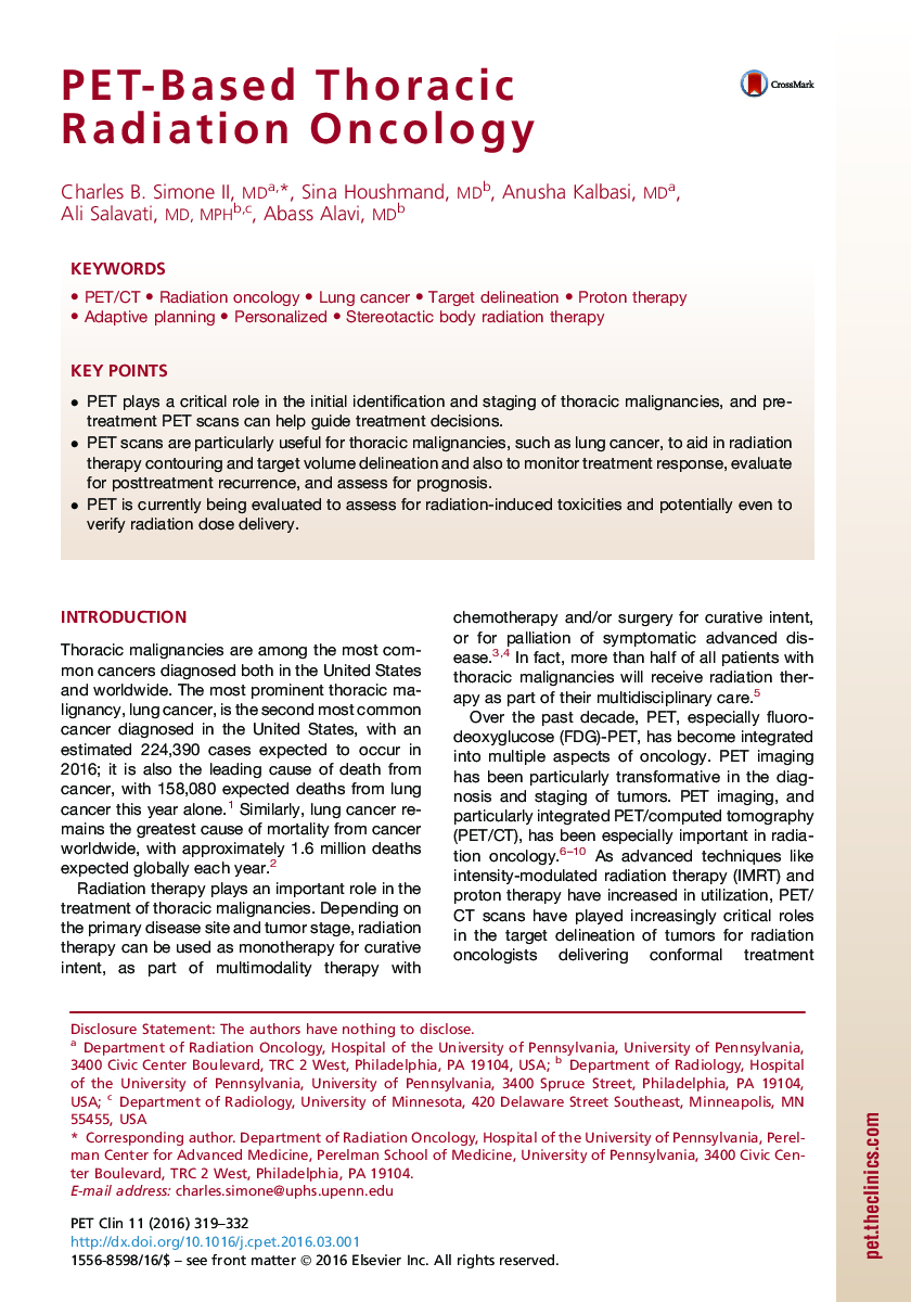 PET-Based Thoracic Radiation Oncology