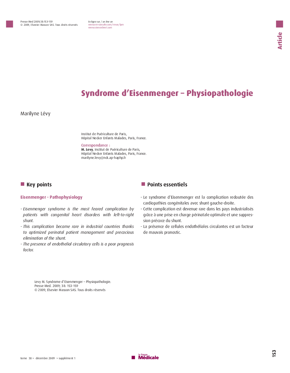 Syndrome d'Eisenmenger - Physiopathologie