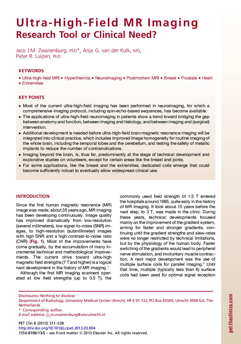 Ultra-High-Field MR Imaging