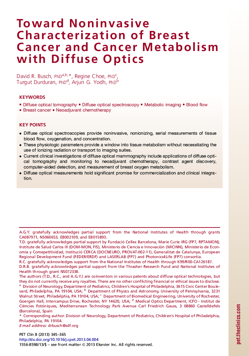 Toward Noninvasive Characterization of Breast Cancer and Cancer Metabolism with Diffuse Optics