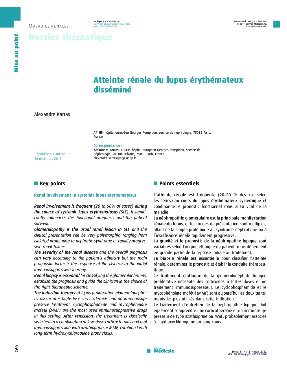 Atteinte rénale du lupus érythémateux disséminé