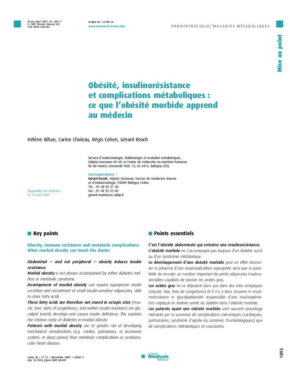 Obésité, insulinorésistance et complications métaboliques : ce que l'obésité morbide apprend au médecin