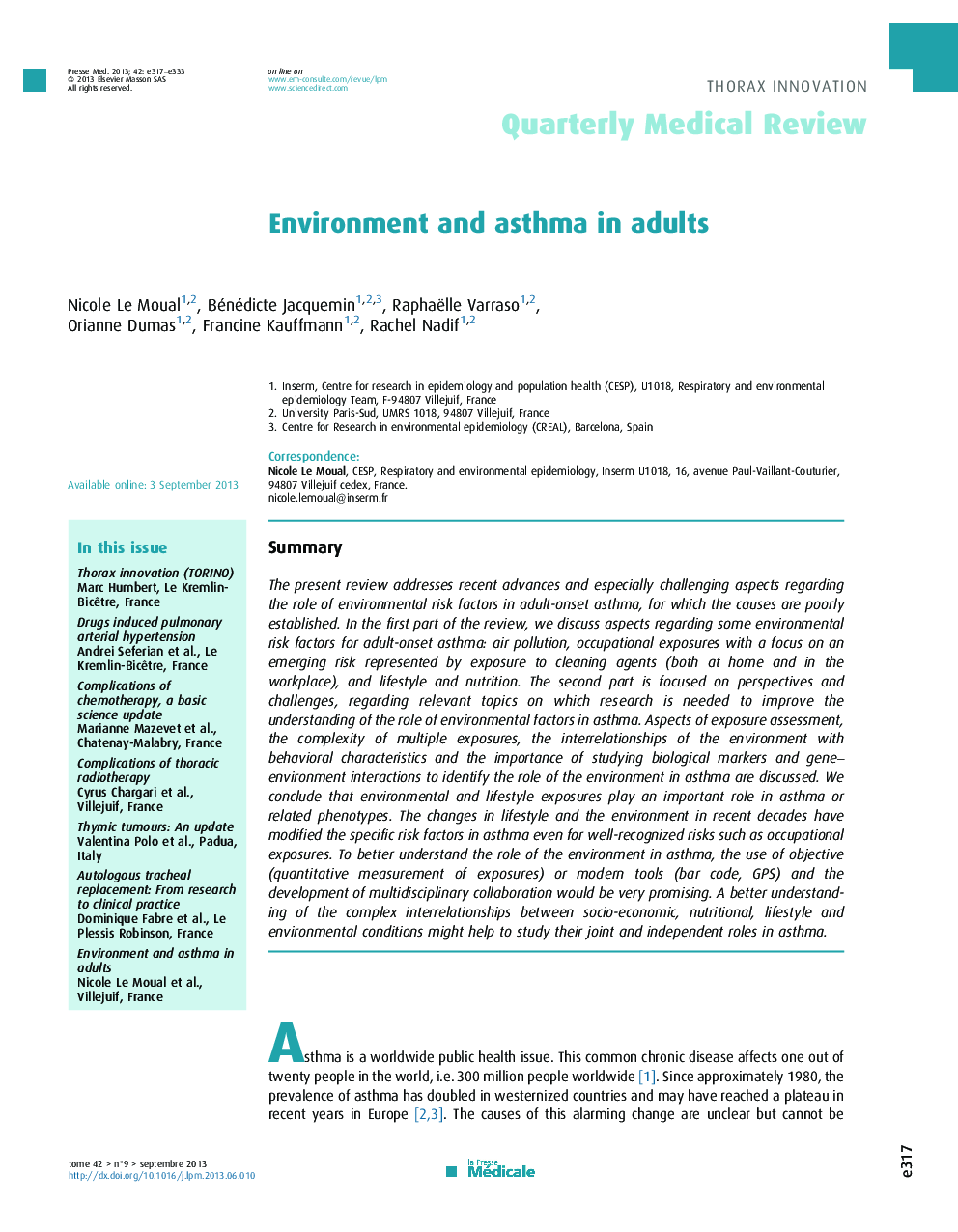 Environment and asthma in adults
