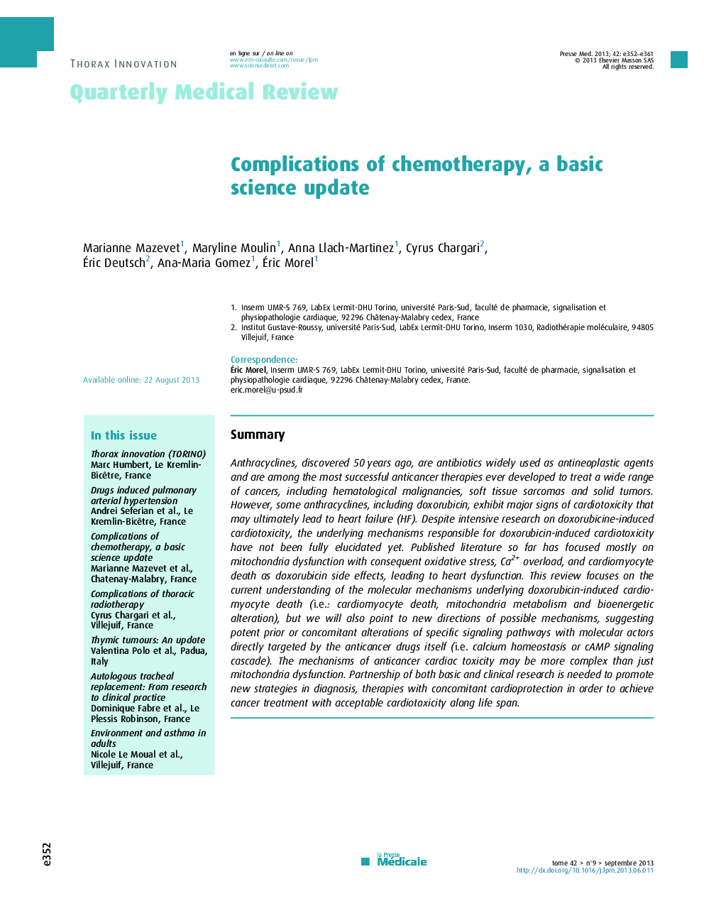 Complications of chemotherapy, a basic science update