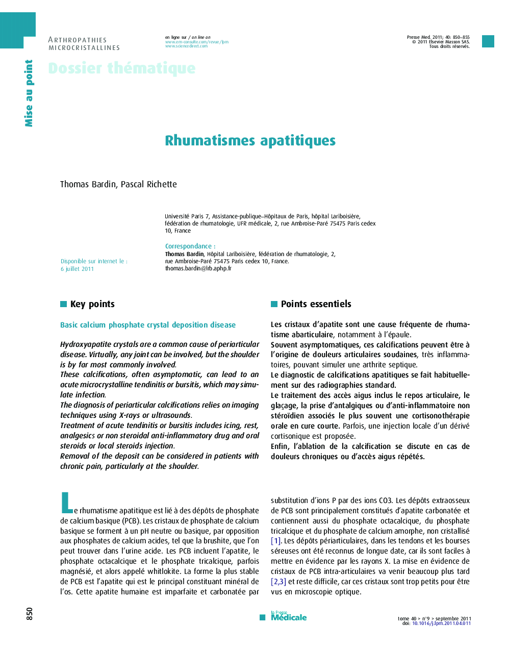 Rhumatismes apatitiques