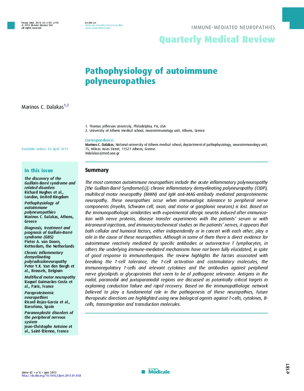 Pathophysiology of autoimmune polyneuropathies