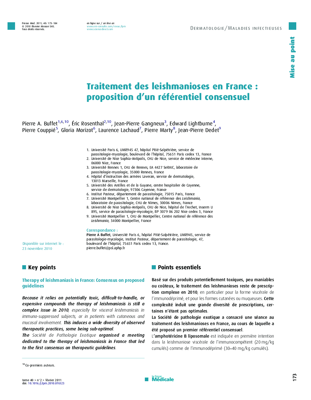 Traitement des leishmanioses en France : proposition d’un référentiel consensuel