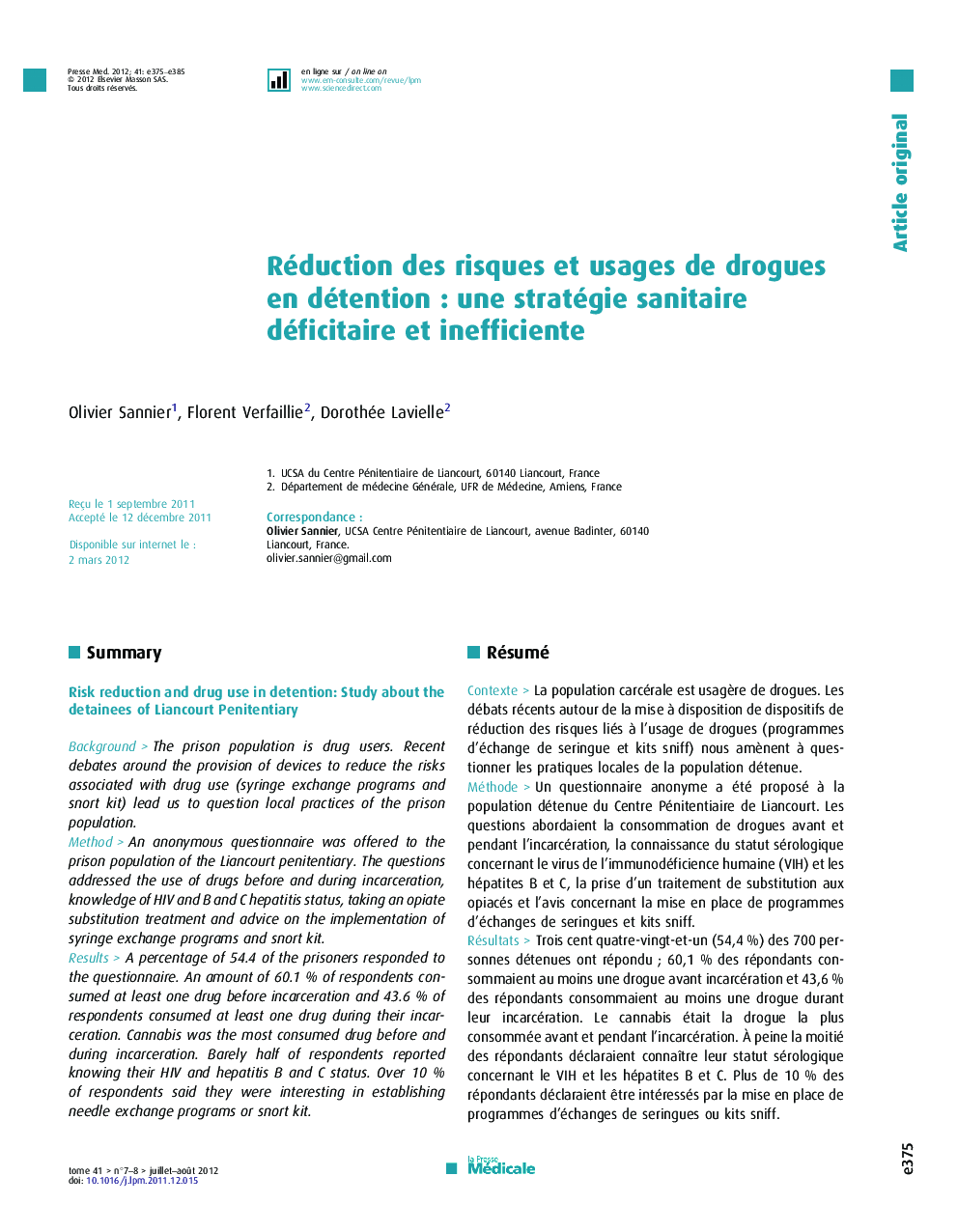Réduction des risques et usages de drogues en détention : une stratégie sanitaire déficitaire et inefficiente