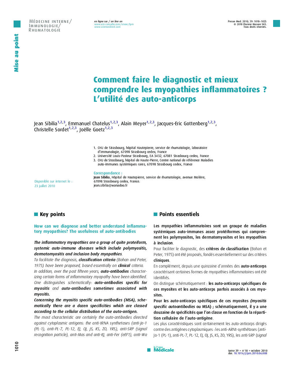 Comment faire le diagnostic et mieux comprendre les myopathies inflammatoires ? L’utilité des auto-anticorps