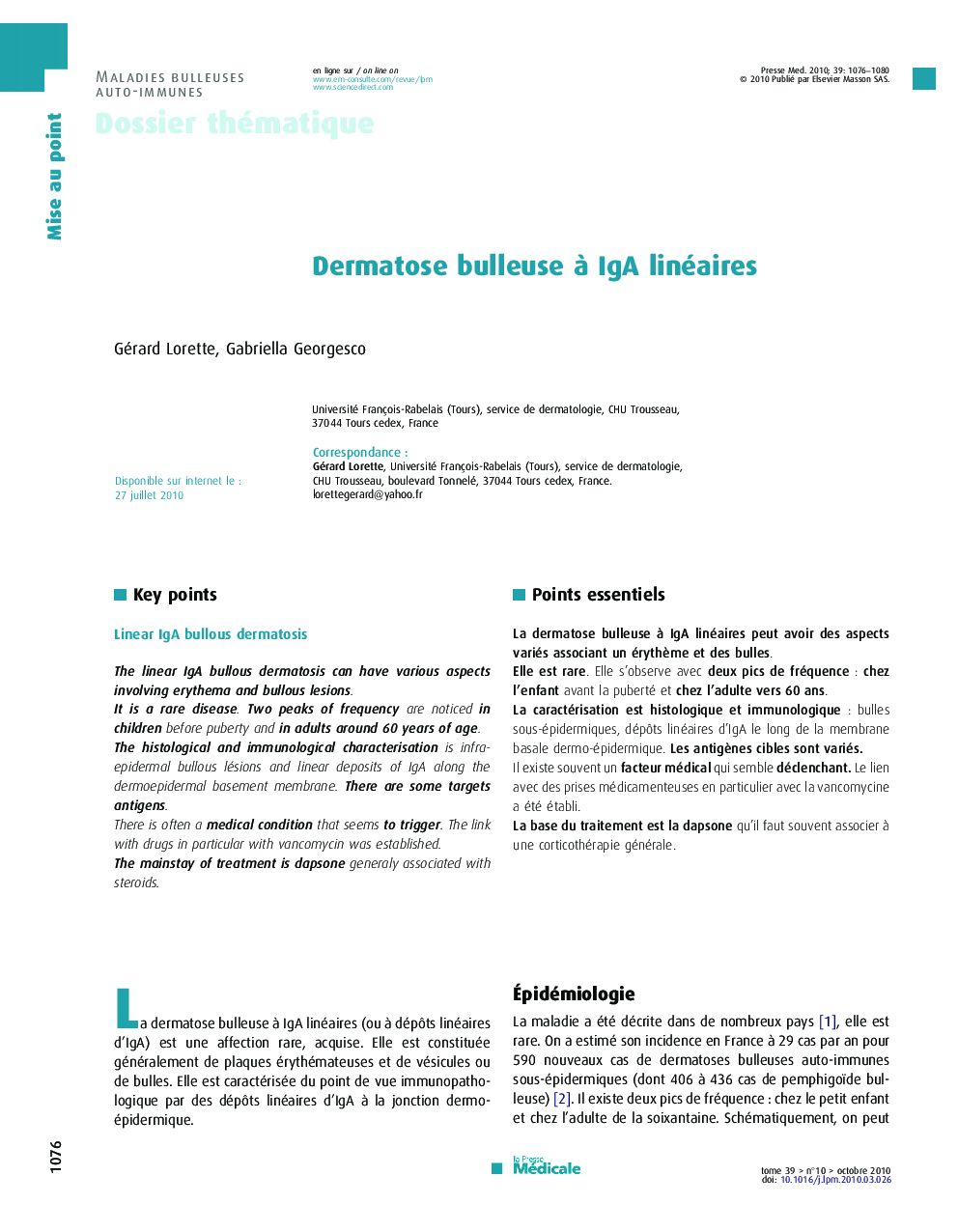 Dermatose bulleuse à IgA linéaires