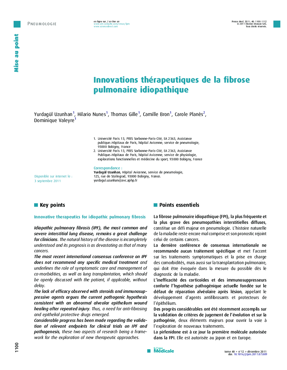 Innovations thérapeutiques de la fibrose pulmonaire idiopathique