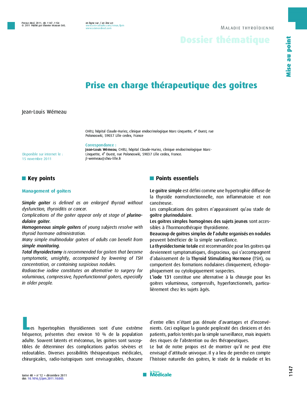 Prise en charge thérapeutique des goitres