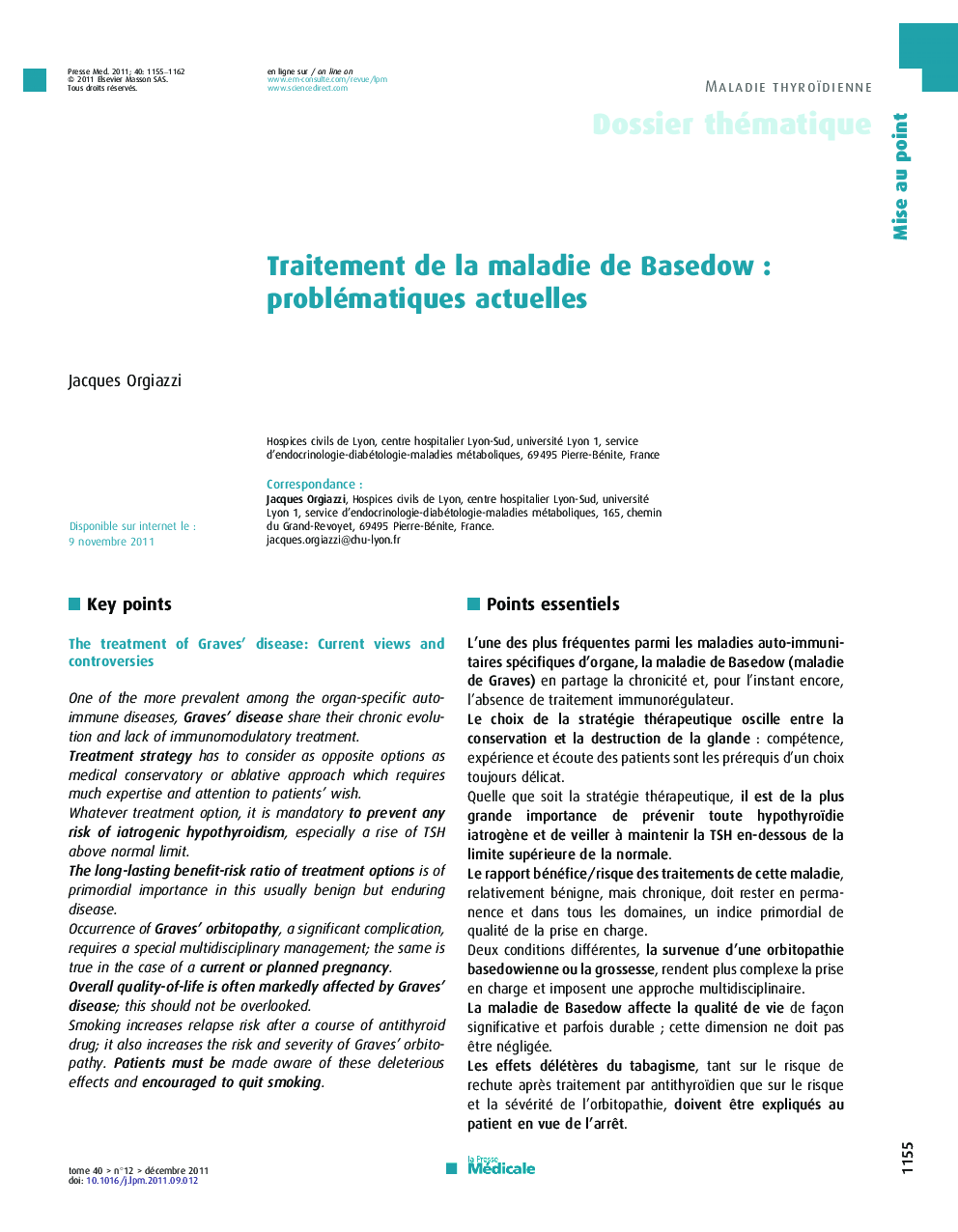 Traitement de la maladie de Basedow : problématiques actuelles