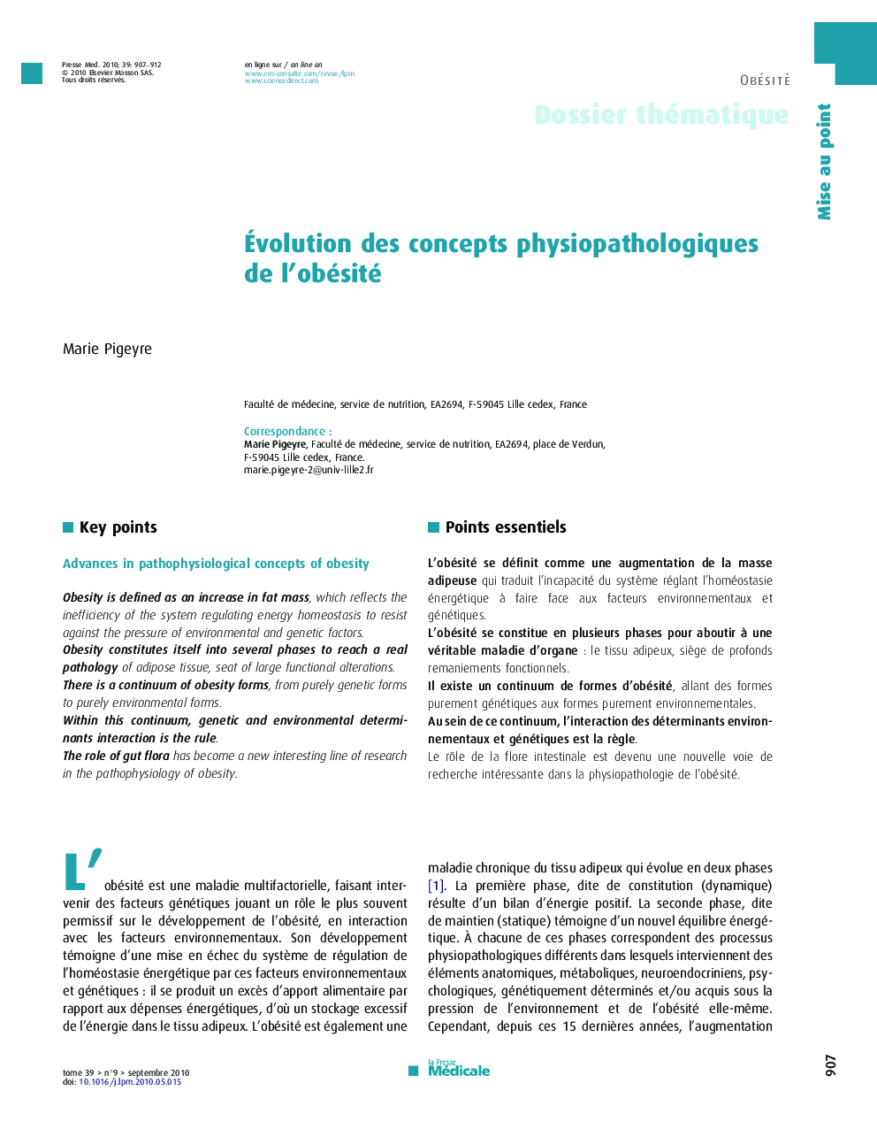 Évolution des concepts physiopathologiques de l’obésité