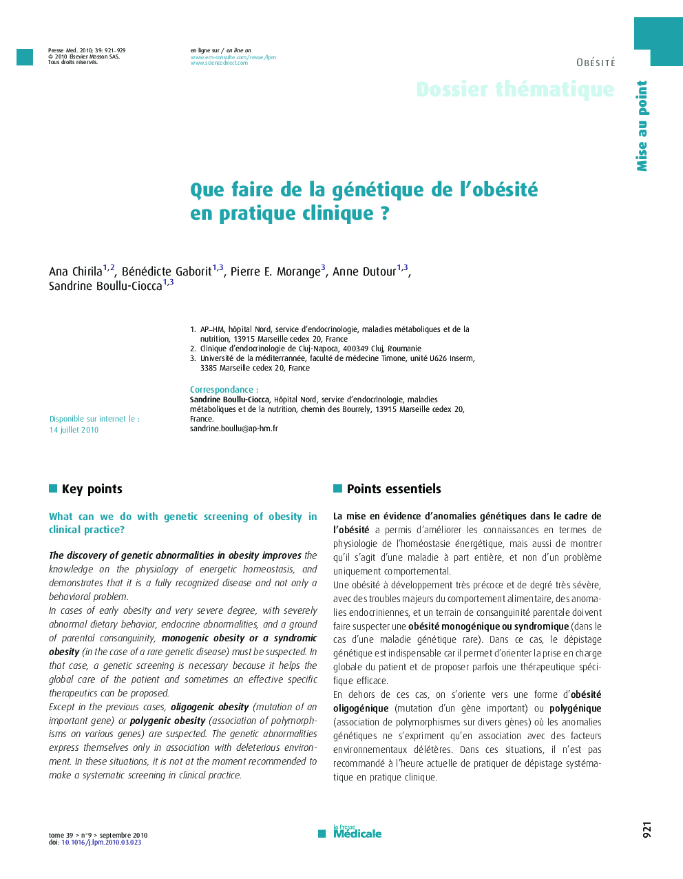 Que faire de la génétique de l’obésité en pratique clinique ?