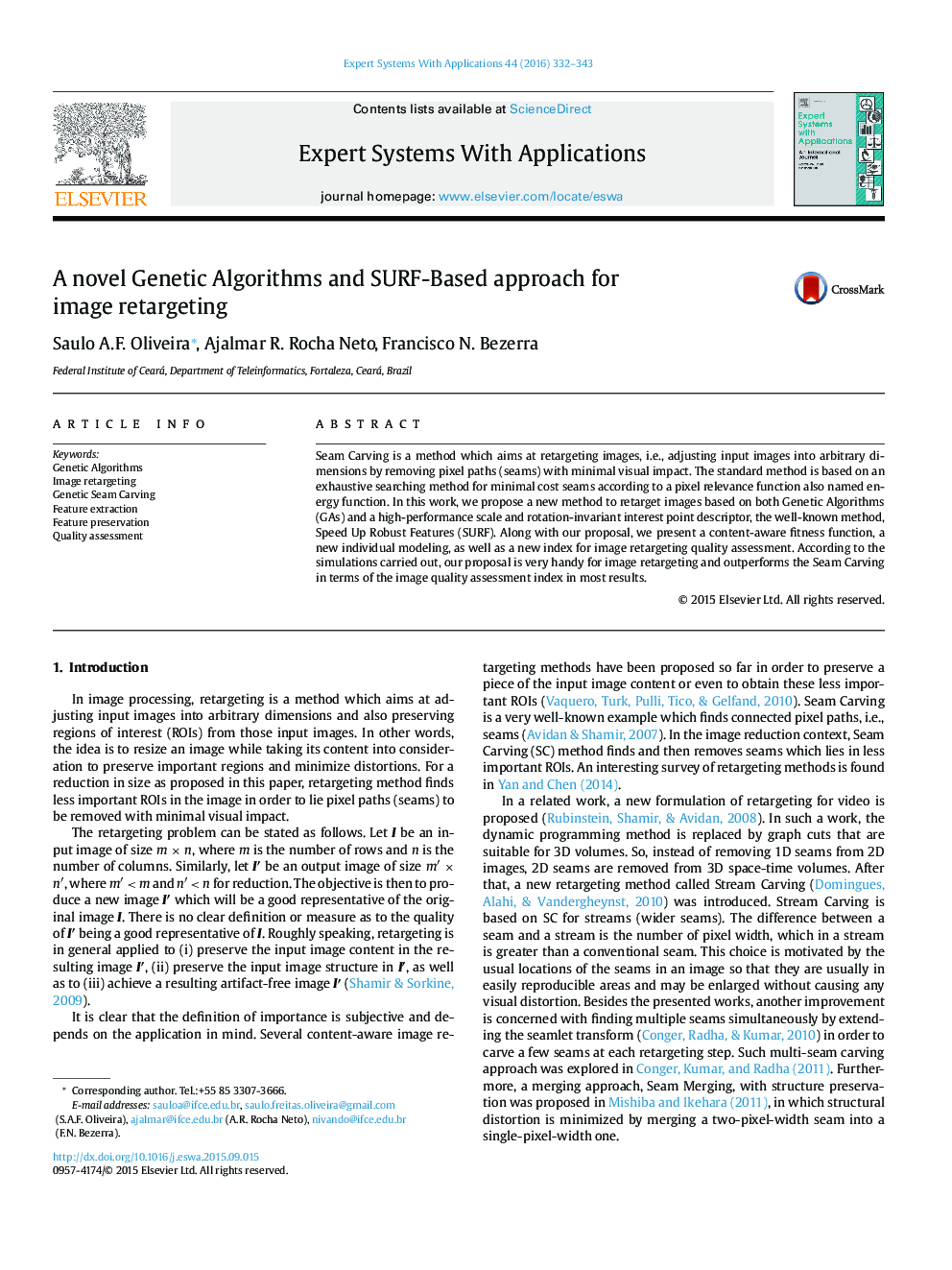 A novel Genetic Algorithms and SURF-Based approach for image retargeting