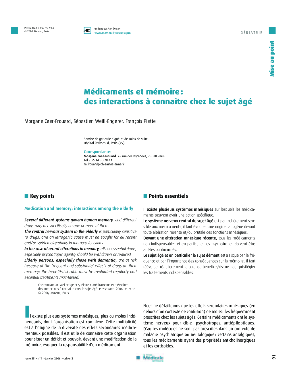 Médicaments et mémoire : des interactions à connaître chez le sujet âgé