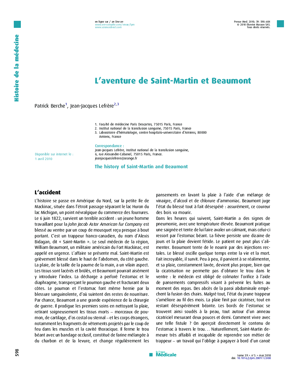 L'aventure de Saint-Martin et Beaumont