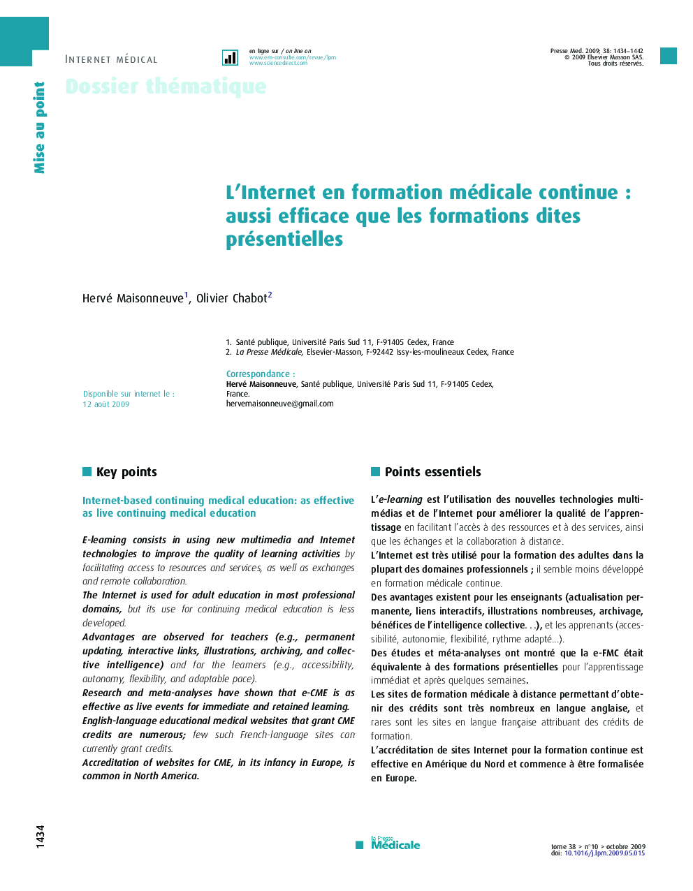 L’Internet en formation médicale continue : aussi efficace que les formations dites présentielles