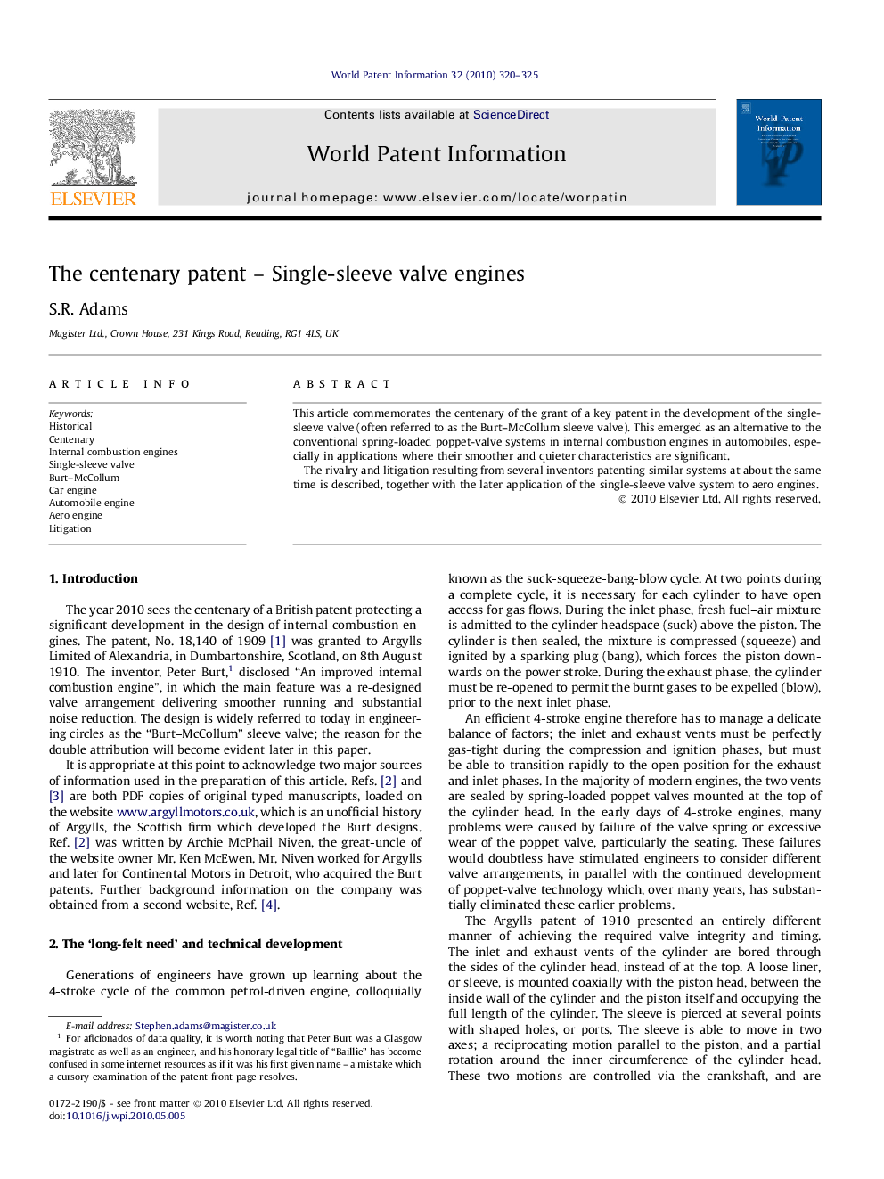 The centenary patent – Single-sleeve valve engines