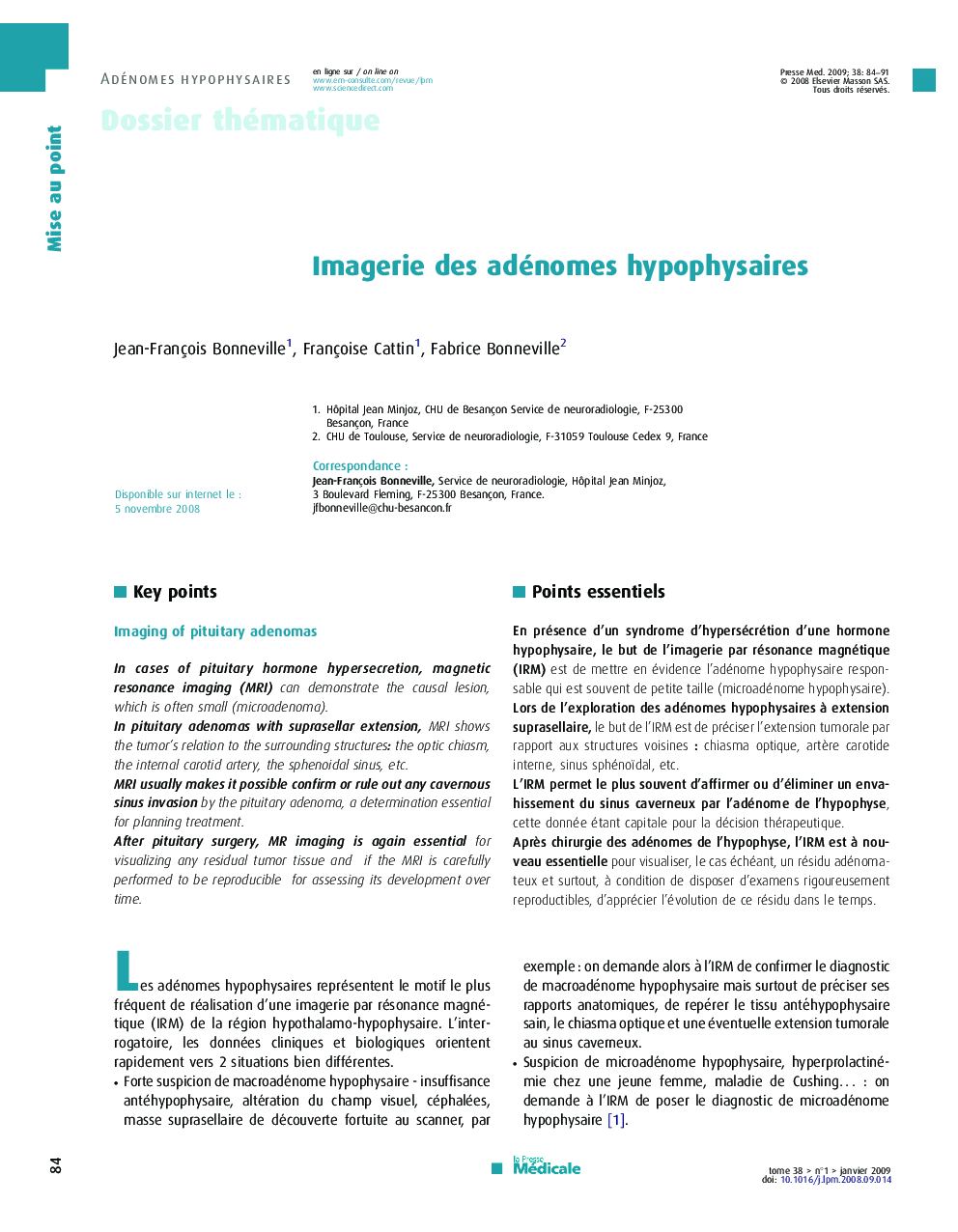 Imagerie des adénomes hypophysaires