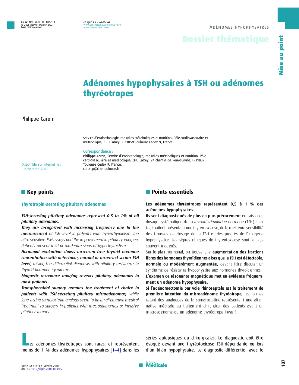 Adénomes hypophysaires à TSH ou adénomes thyréotropes
