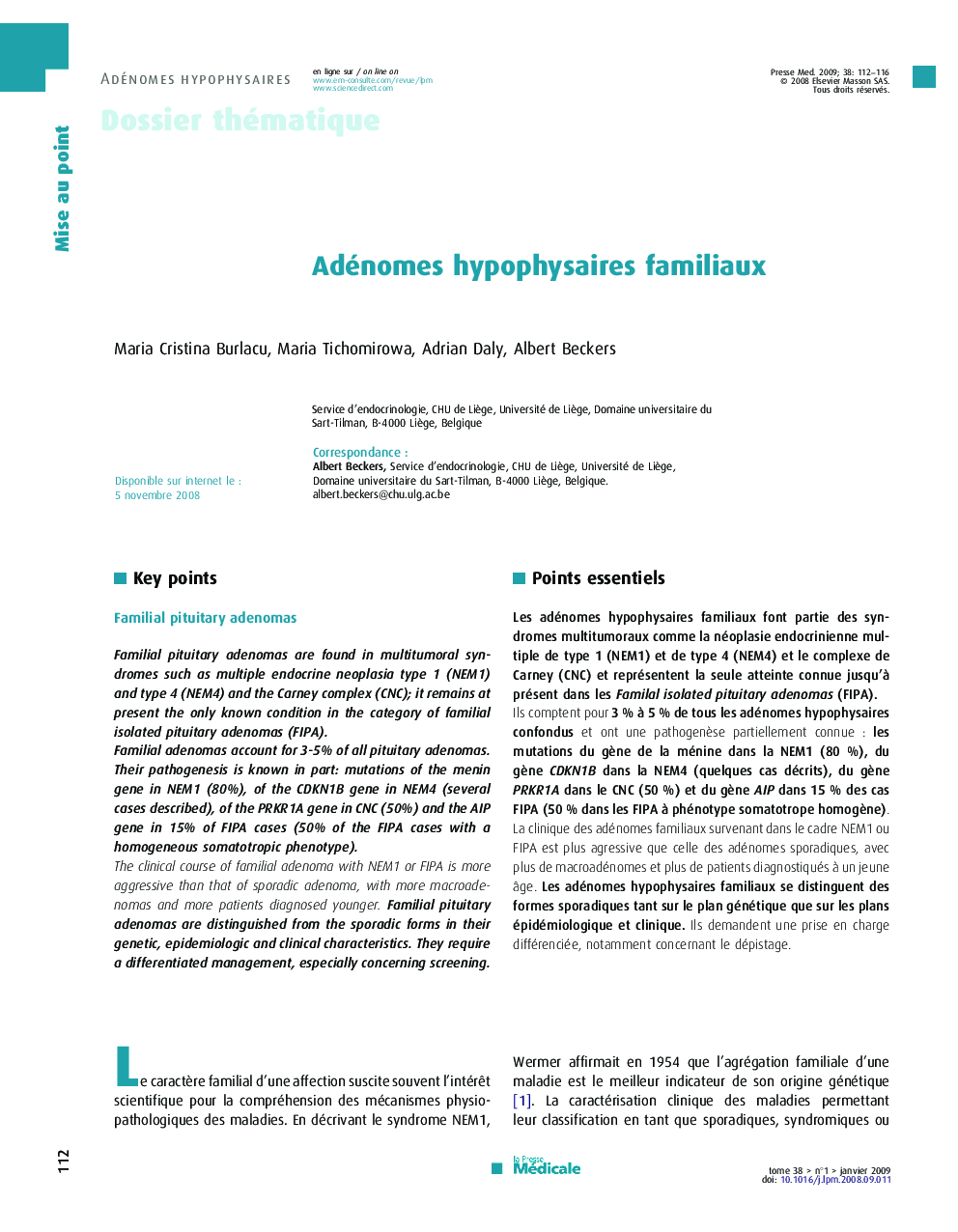 Adénomes hypophysaires familiaux