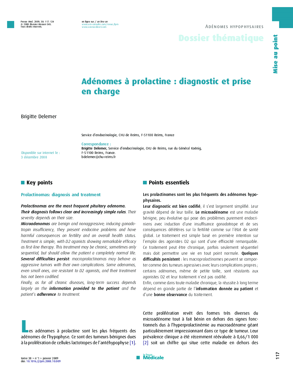 Adénomes Ã  prolactineÂ : diagnostic et prise en charge