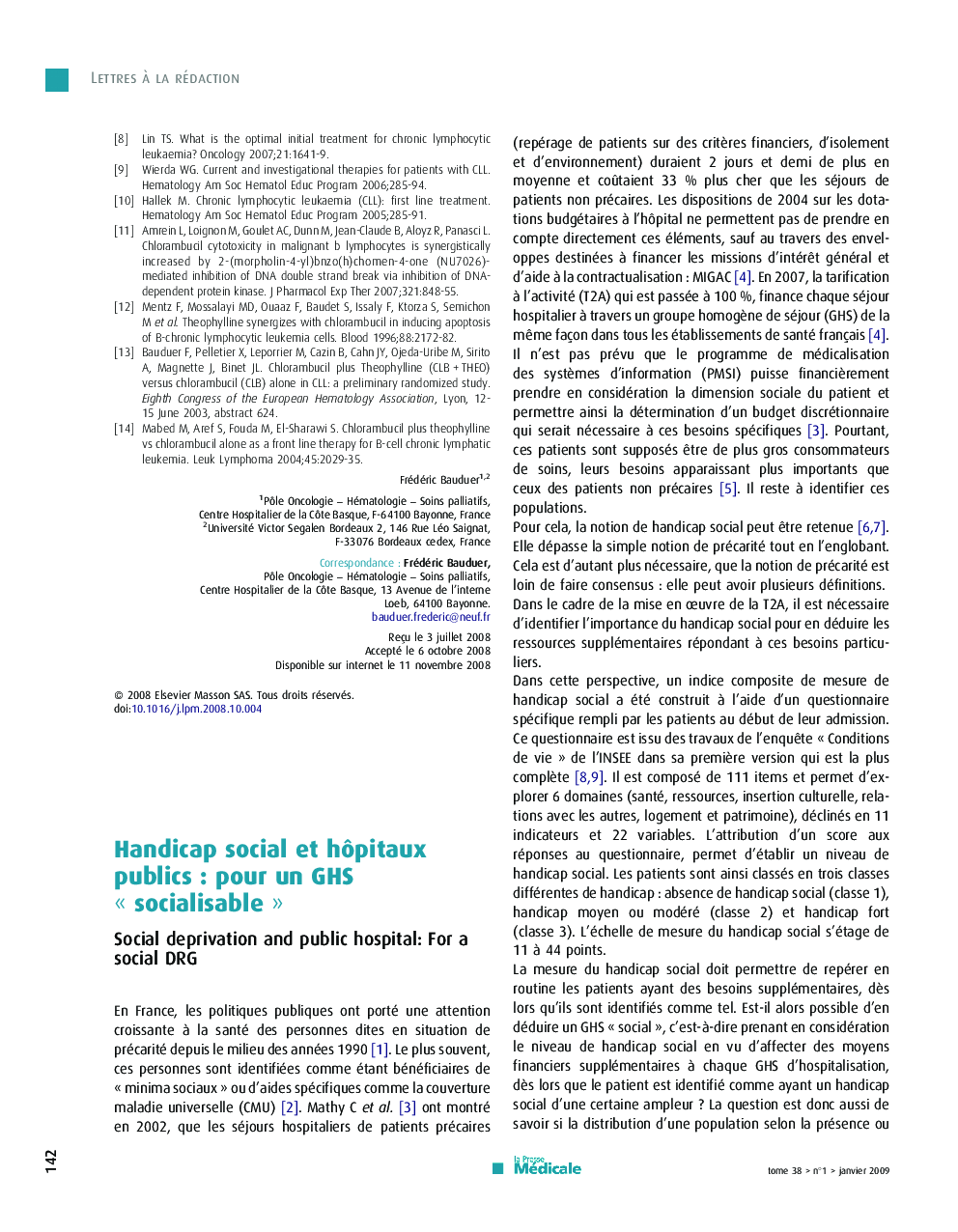 Handicap social et hÃ´pitaux publicsÂ : pour un GHS Â«Â socialisableÂ Â»