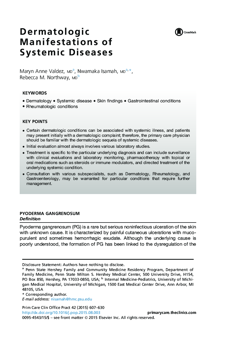 Dermatologic Manifestations of Systemic Diseases