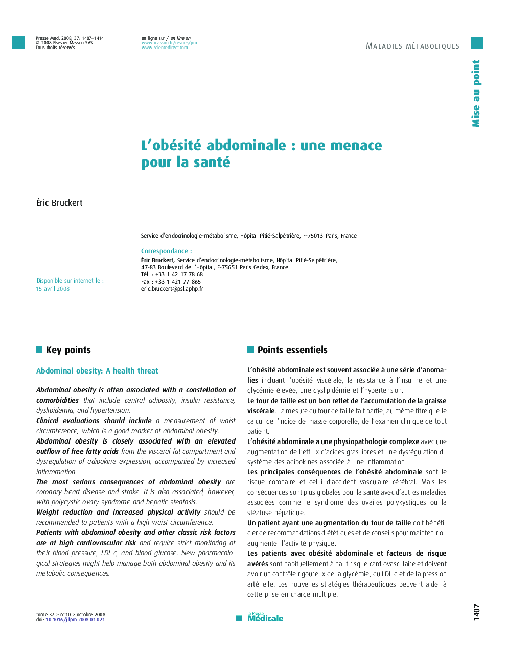 L'obésité abdominaleÂ : une menace pour la santé