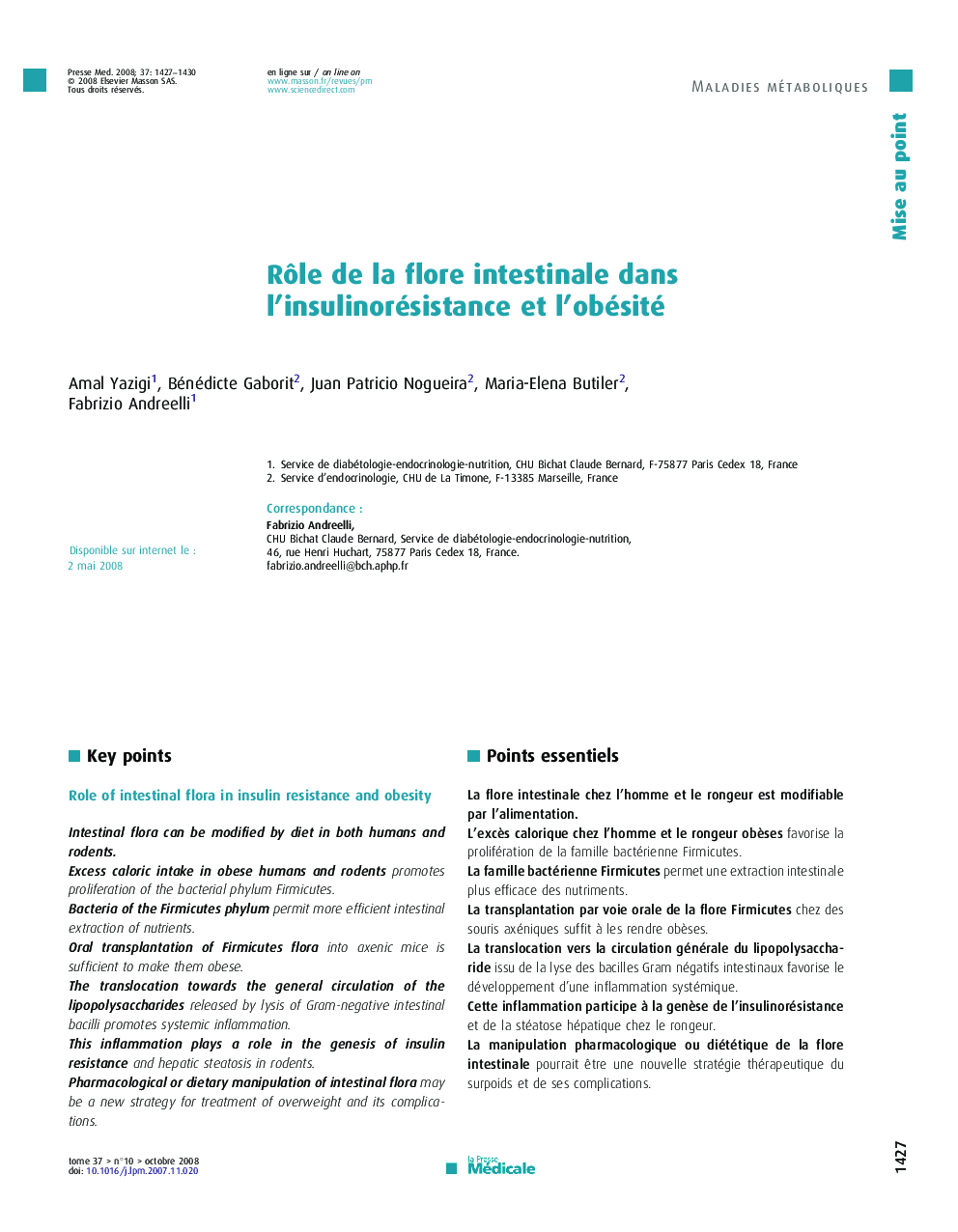 Rôle de la flore intestinale dans l’insulinorésistance et l’obésité