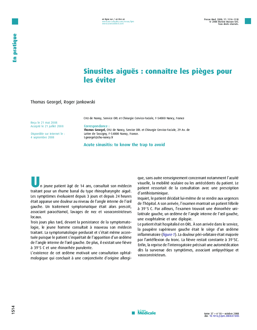 Sinusites aiguësÂ : connaÃ®tre les piÃ¨ges pour les éviter