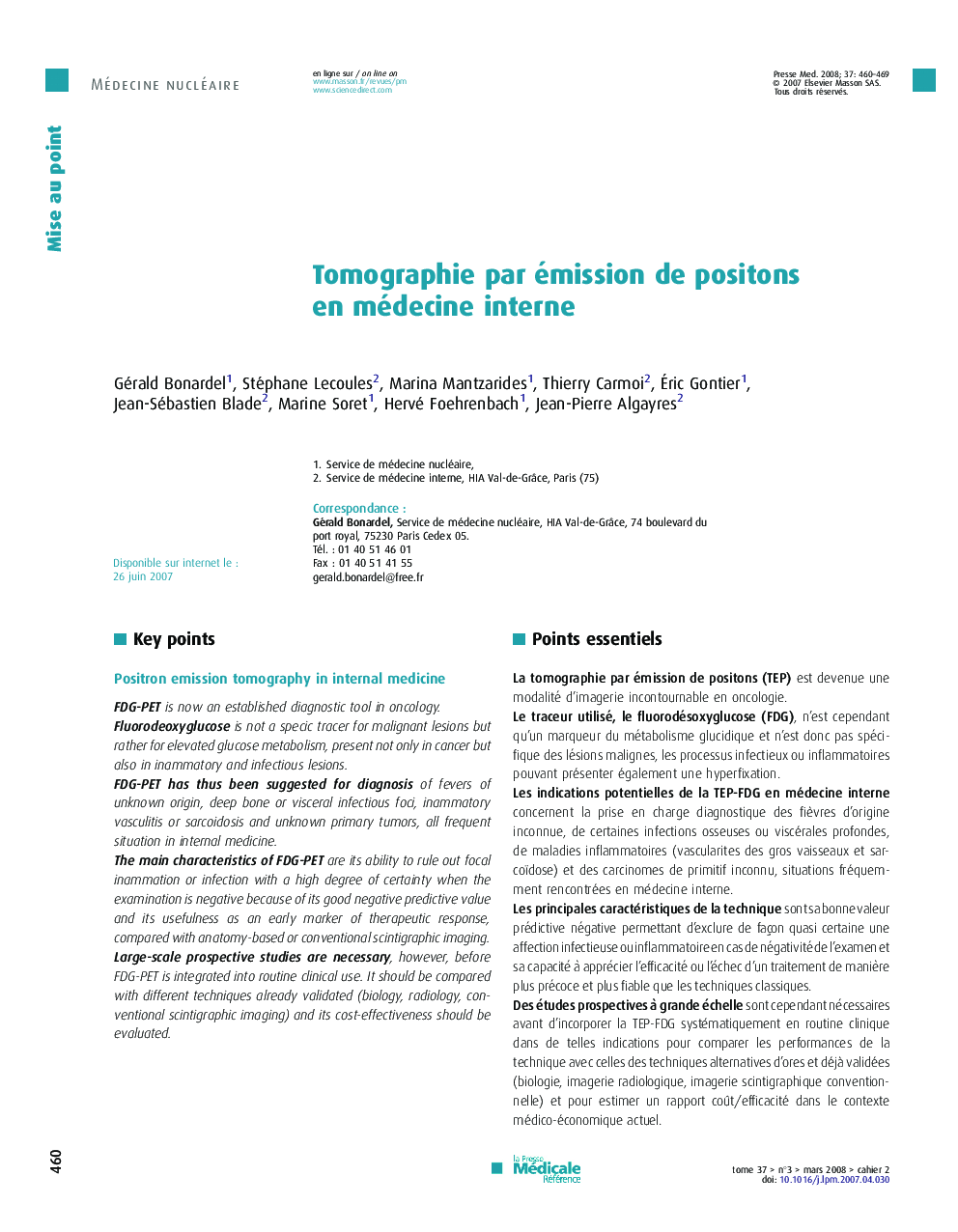 Tomographie par émission de positons en médecine interne
