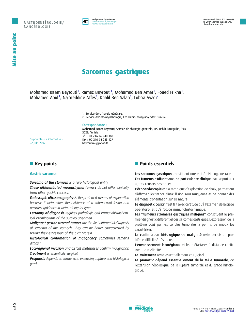 Sarcomes gastriques