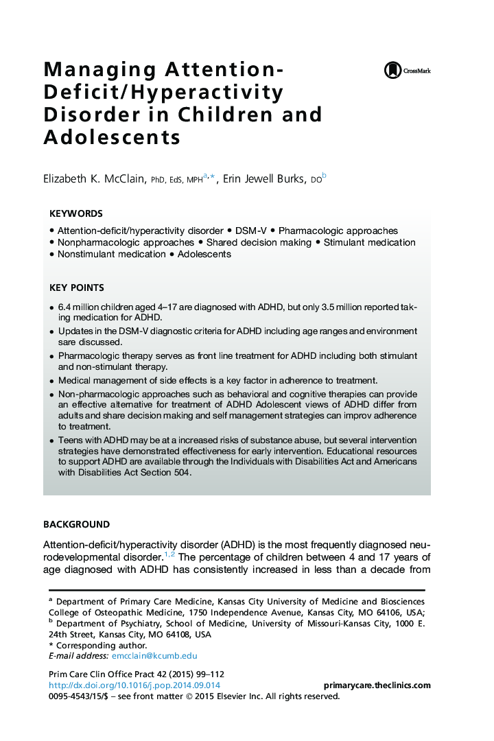 Managing Attention-Deficit/Hyperactivity Disorder in Children and Adolescents