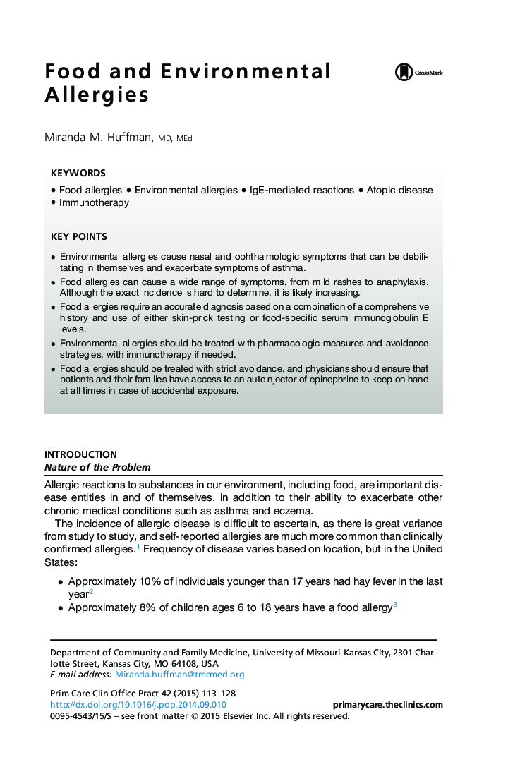 Food and Environmental Allergies