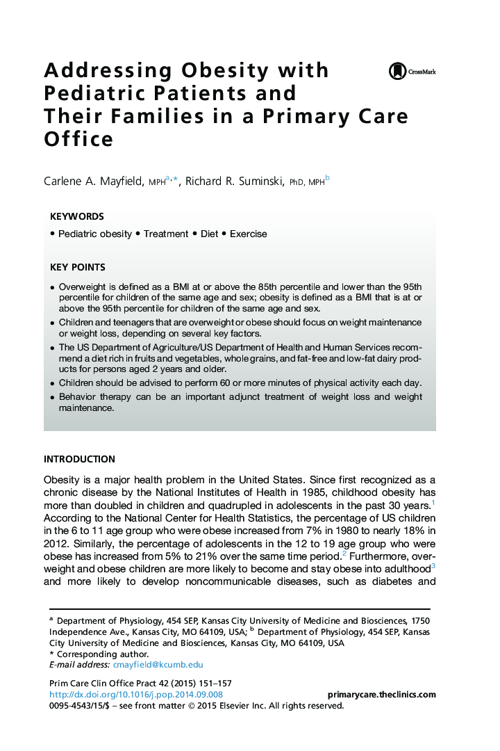 Addressing Obesity with Pediatric Patients and Their Families in a Primary Care Office