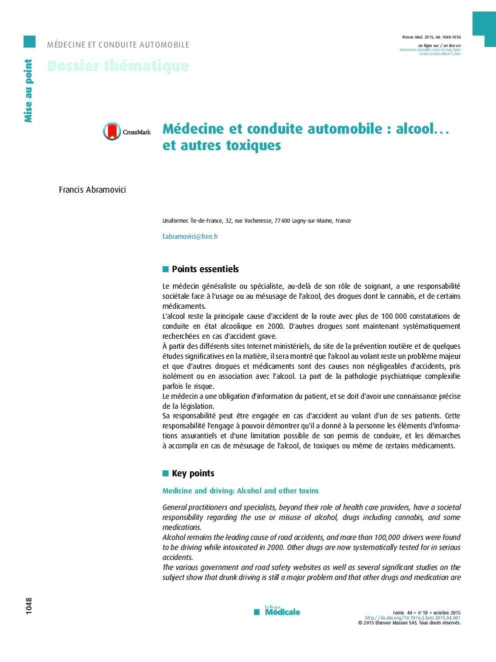 Médecine et conduite automobile : alcool… et autres toxiques