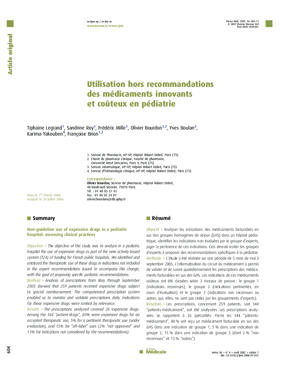 Utilisation hors recommandations des médicaments innovants et coûteux en pédiatrie